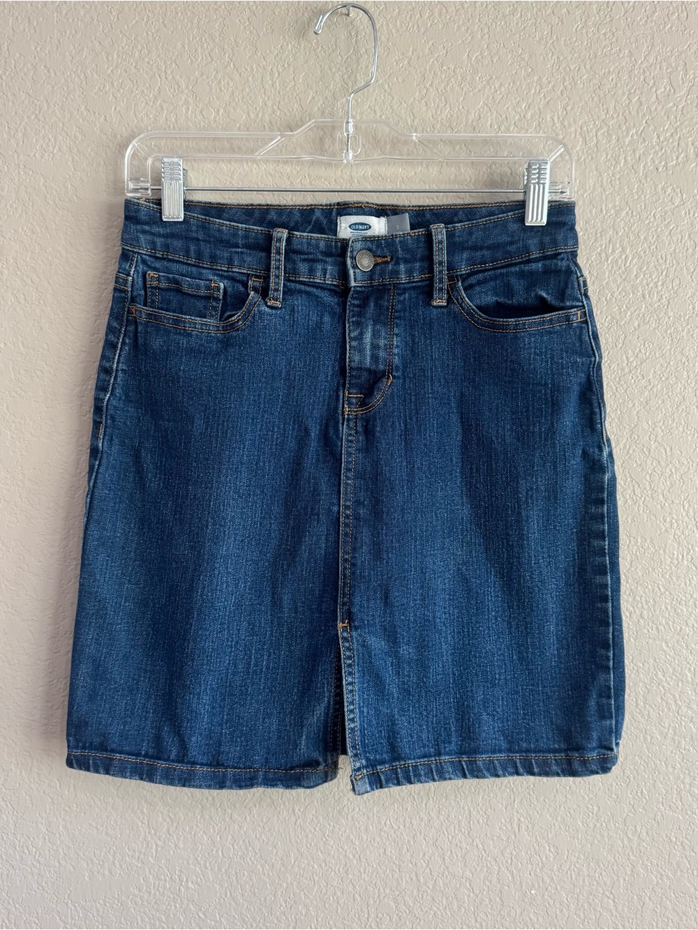 Old Navy Blue Jean Denim Pencil Skirt Stretchy Size 2 Petite